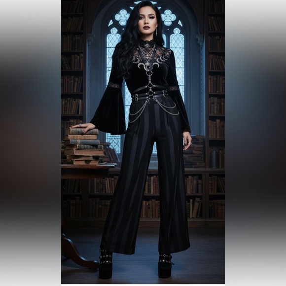 Topshop Panelled Satin Flowy Dress Pants Trousers Office Siren Whimsigoth Black - Picture 13 of 13